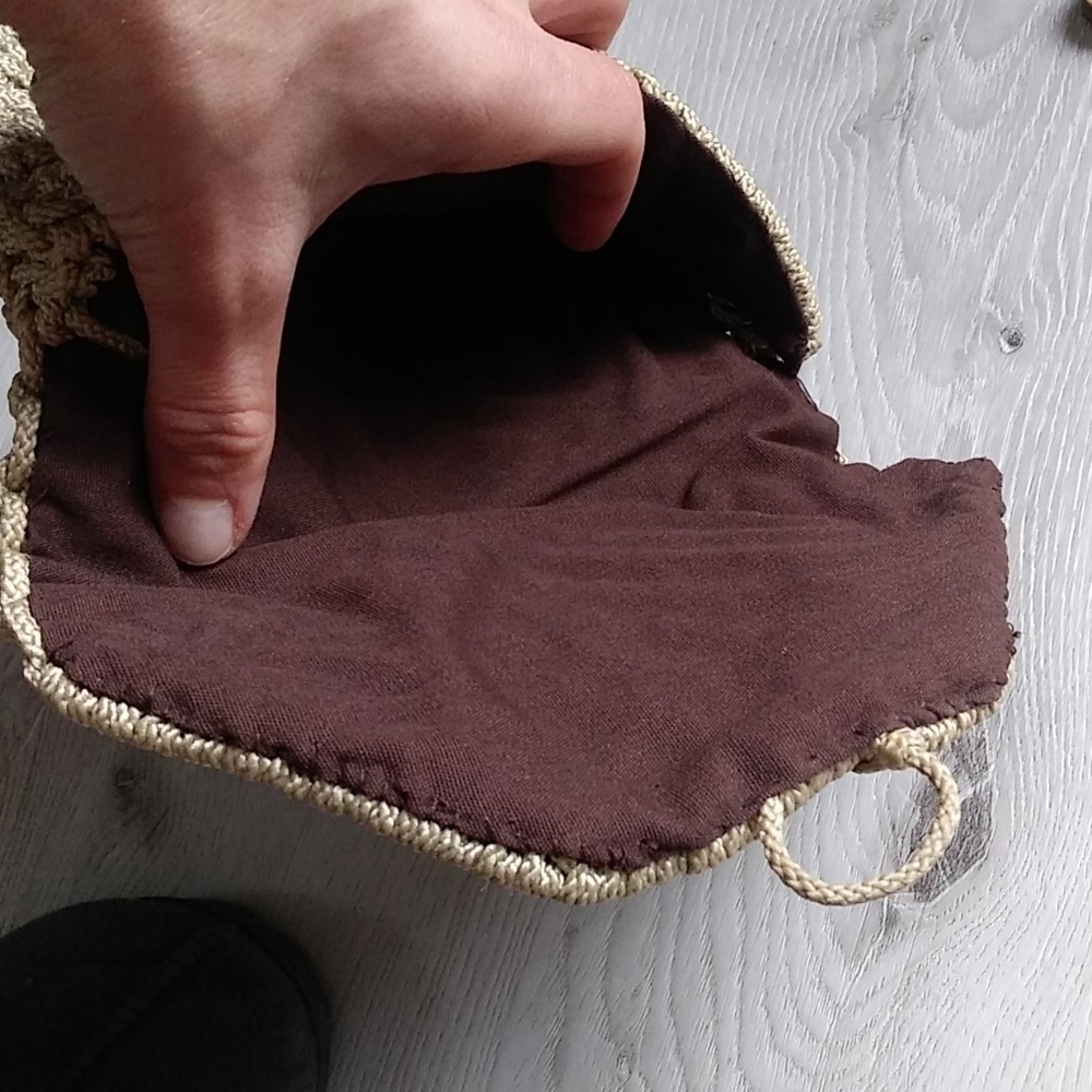 Crochet tan clutch‎ mini bag hand made boho - Picture 7 of 7